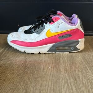 Nike Air Max 90 Leather White/Orange/Pink Youth Sneaker - Sz 4.5Y